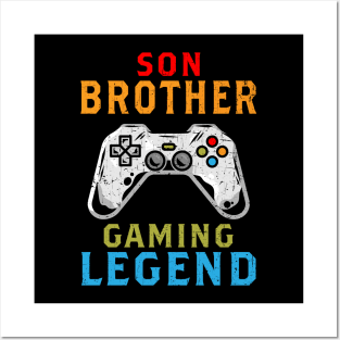 Son Brother Gaming Legend Gamer Gifts For Teen Boys Gaming Posters and Art